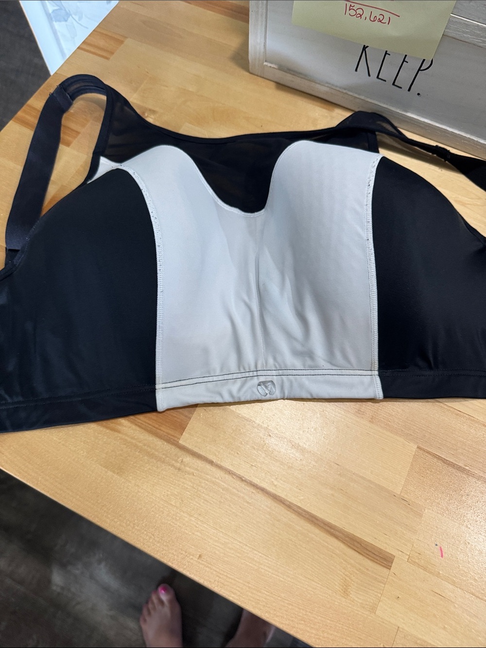 Livi Active Black and White Colorblock Support Sports Bra